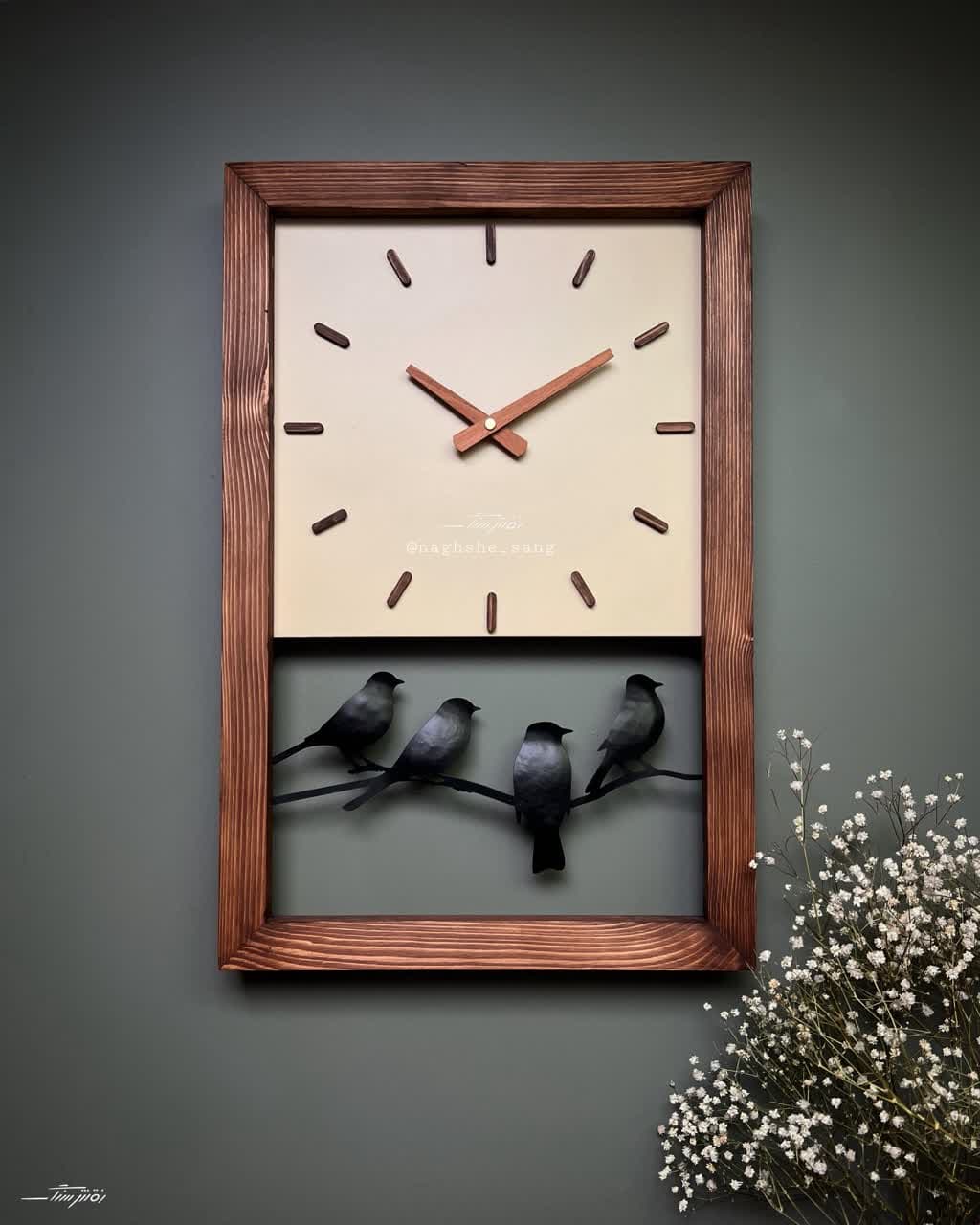 ساعت دیواری چوب فلز