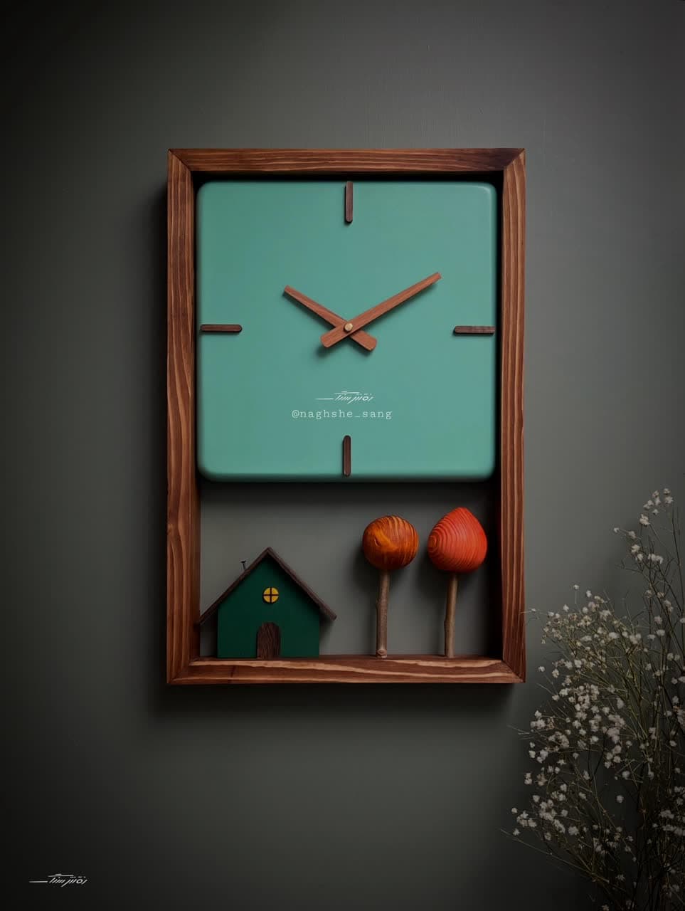 ساعت دیواری پائیز فیروزه ای