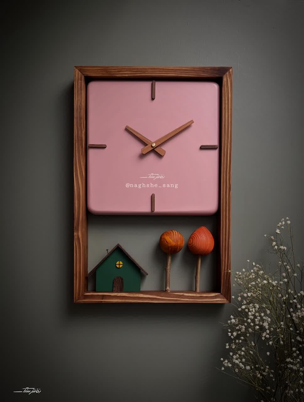 ساعت دیواری پائیز صورتی