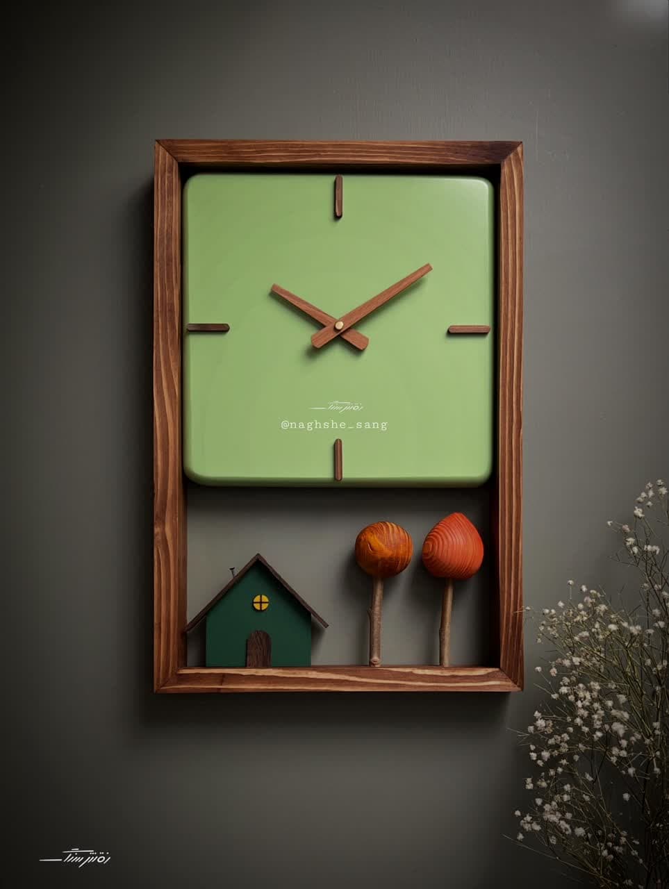 ساعت دیواری پائیز سبز